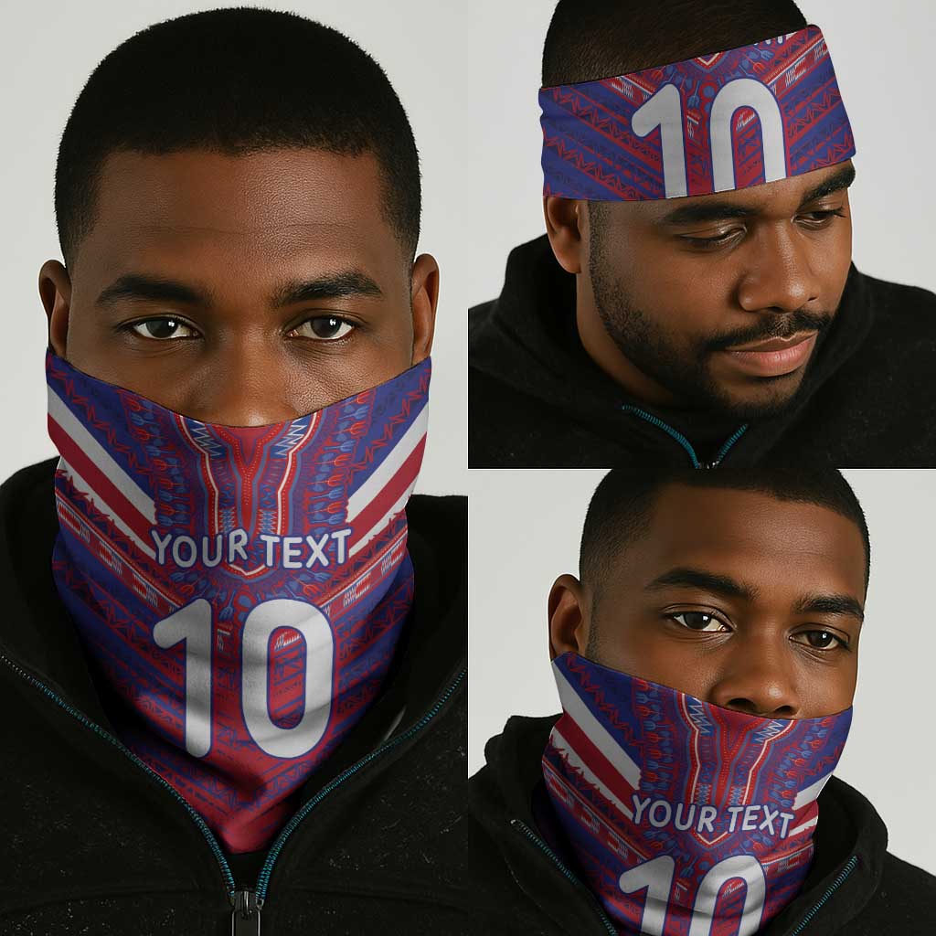 Custom Haiti National Football Neck Gaiter Dashiki Sporty Style - Wonder Print Shop