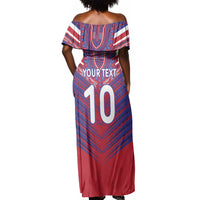 Custom Haiti National Football Off Shoulder Maxi Dress Dashiki Sporty Style - Wonder Print Shop