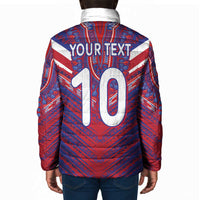Custom Haiti National Football Padded Jacket Dashiki Sporty Style - Wonder Print Shop