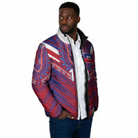 Custom Haiti National Football Padded Jacket Dashiki Sporty Style - Wonder Print Shop