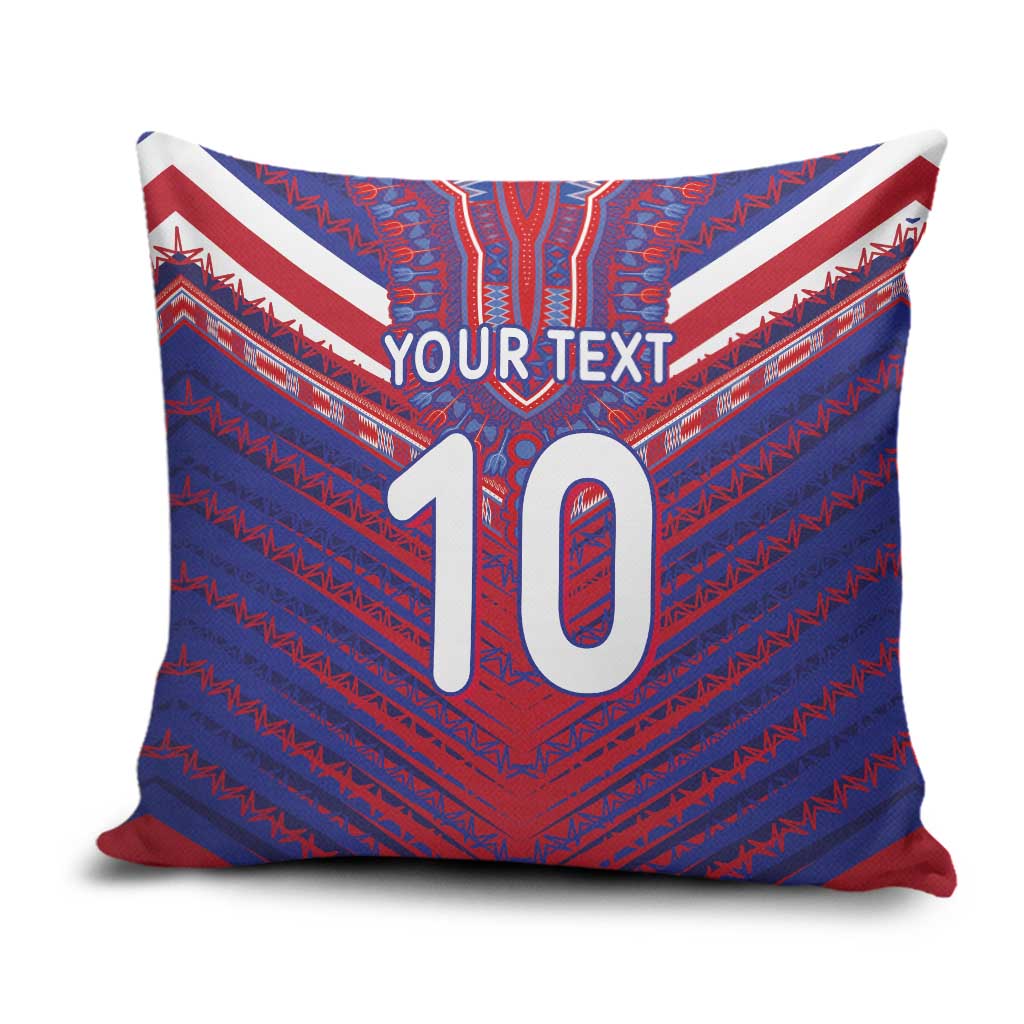 Custom Haiti National Football Pillow Cover Dashiki Sporty Style - Wonder Print Shop