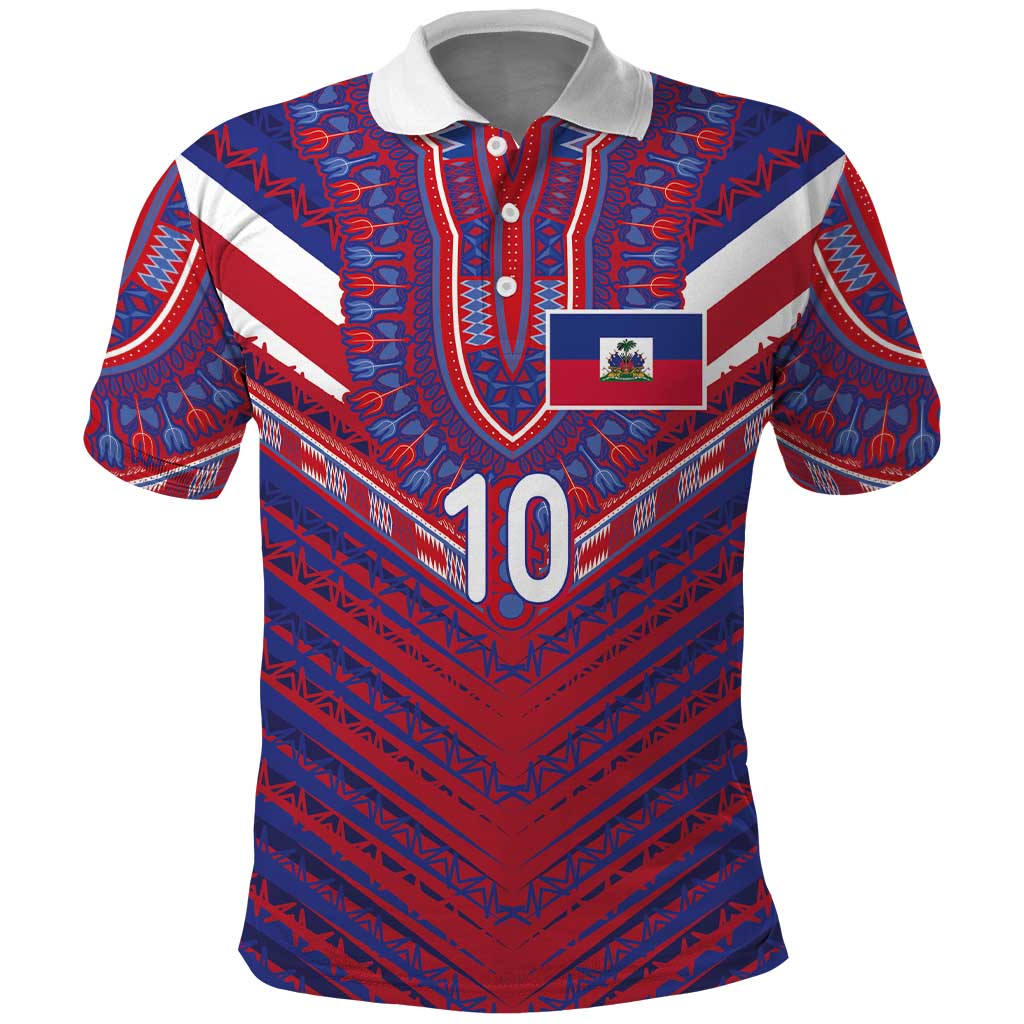Custom Haiti National Football Polo Shirt Dashiki Sporty Style - Wonder Print Shop