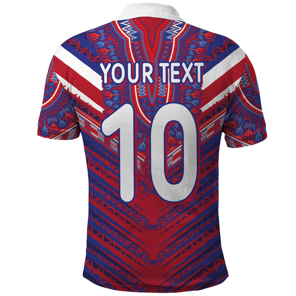 Custom Haiti National Football Polo Shirt Dashiki Sporty Style - Wonder Print Shop