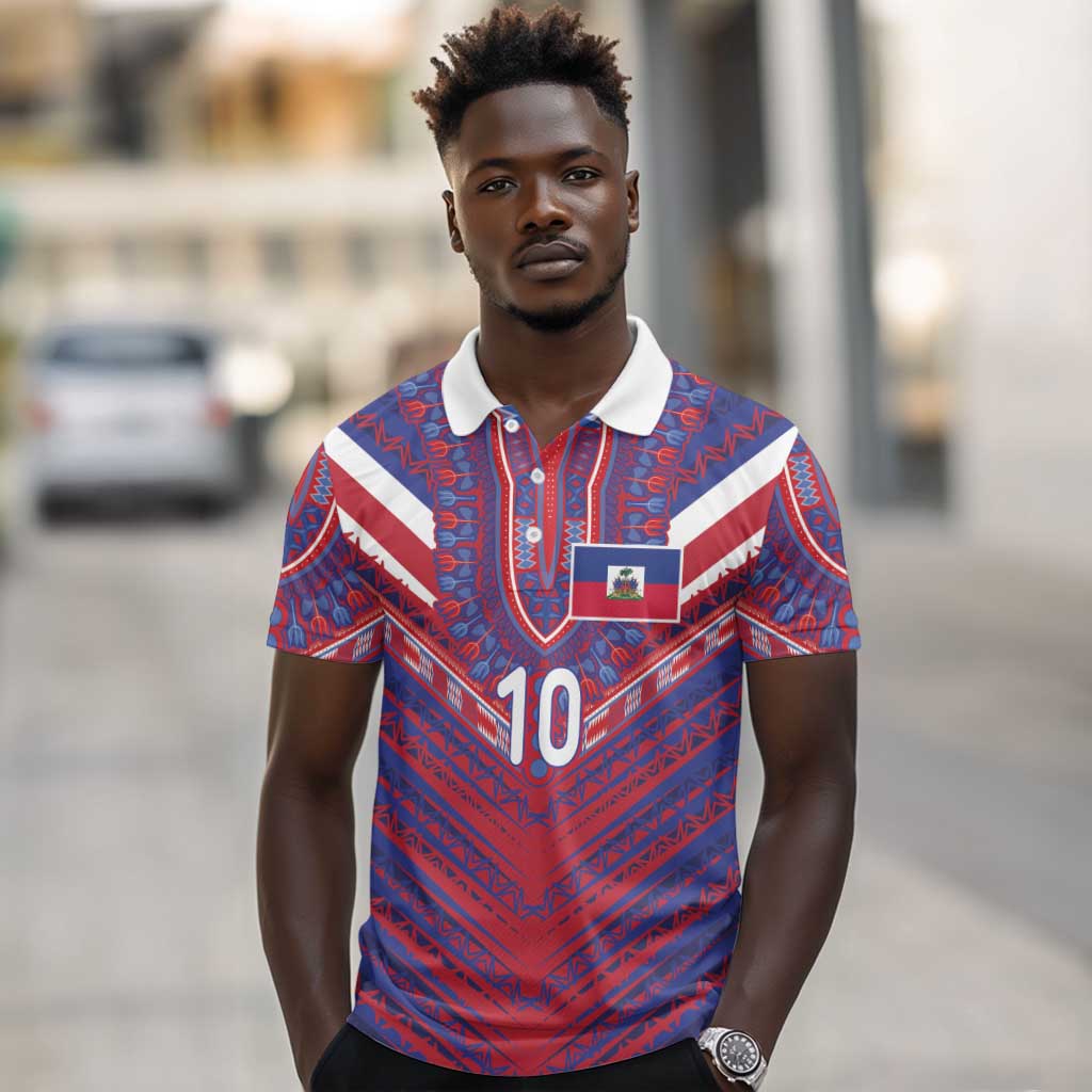 Custom Haiti National Football Polo Shirt Dashiki Sporty Style - Wonder Print Shop