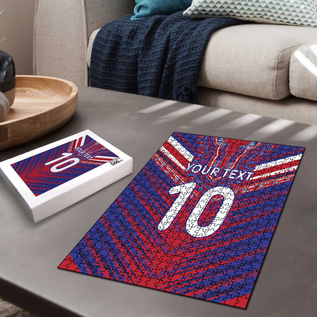 Custom Haiti National Football Puzzle Dashiki Sporty Style - Wonder Print Shop