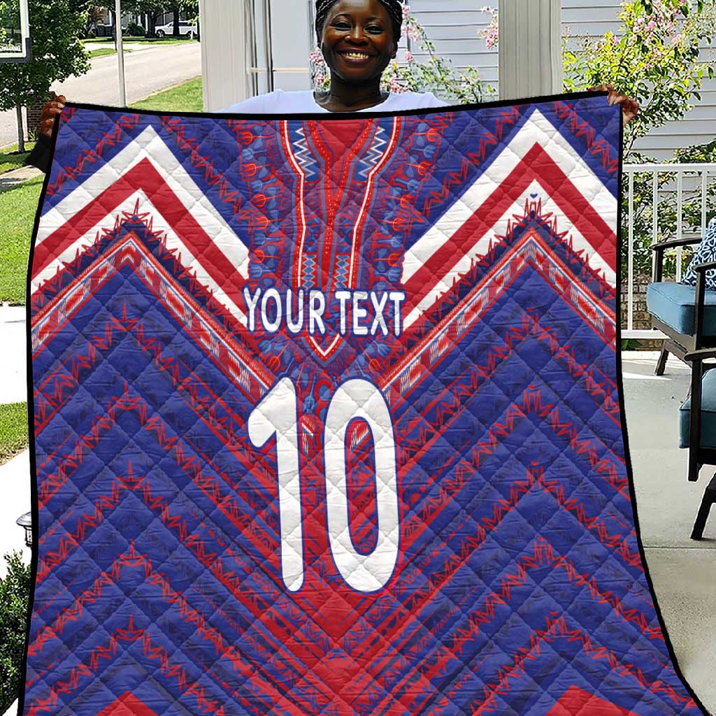 Custom Haiti National Football Quilt Dashiki Sporty Style - Wonder Print Shop