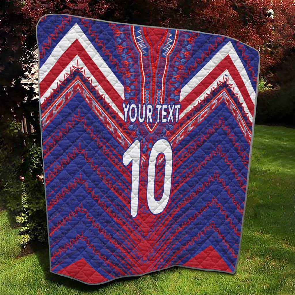 Custom Haiti National Football Quilt Dashiki Sporty Style - Wonder Print Shop