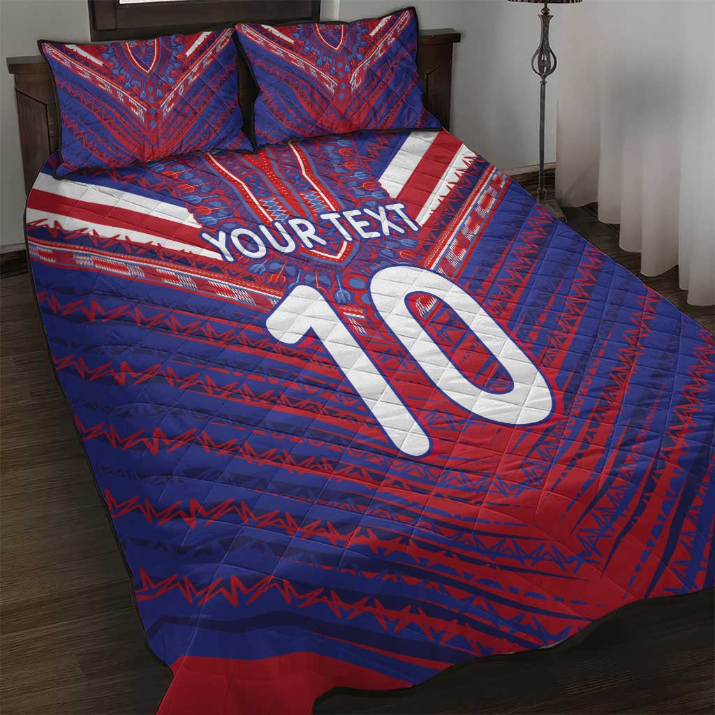 Custom Haiti National Football Quilt Bed Set Dashiki Sporty Style - Wonder Print Shop