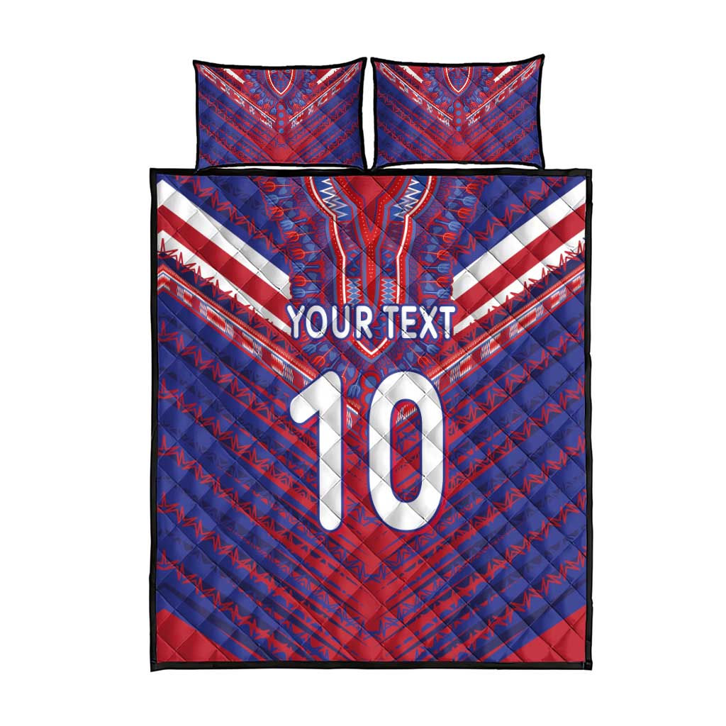 Custom Haiti National Football Quilt Bed Set Dashiki Sporty Style - Wonder Print Shop