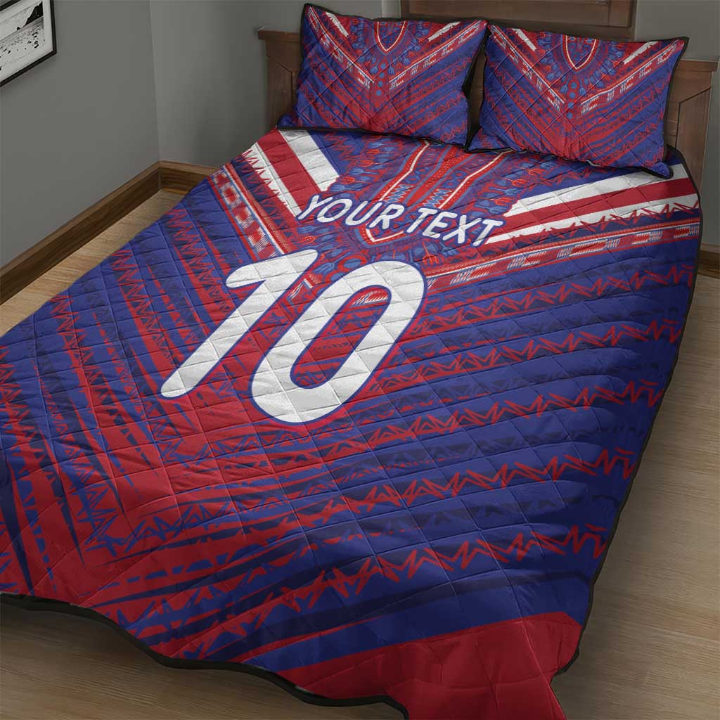 Custom Haiti National Football Quilt Bed Set Dashiki Sporty Style - Wonder Print Shop