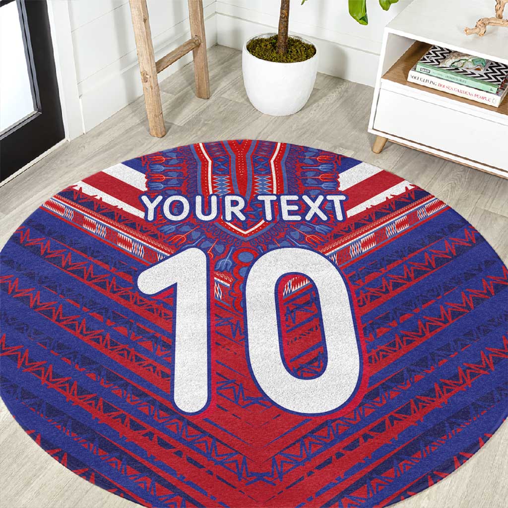Custom Haiti National Football Round Carpet Dashiki Sporty Style - Wonder Print Shop