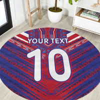 Custom Haiti National Football Round Carpet Dashiki Sporty Style - Wonder Print Shop