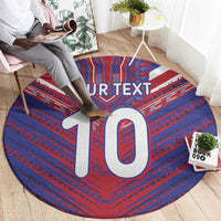 Custom Haiti National Football Round Carpet Dashiki Sporty Style - Wonder Print Shop
