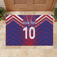 Custom Haiti National Football Rubber Doormat Dashiki Sporty Style - Wonder Print Shop