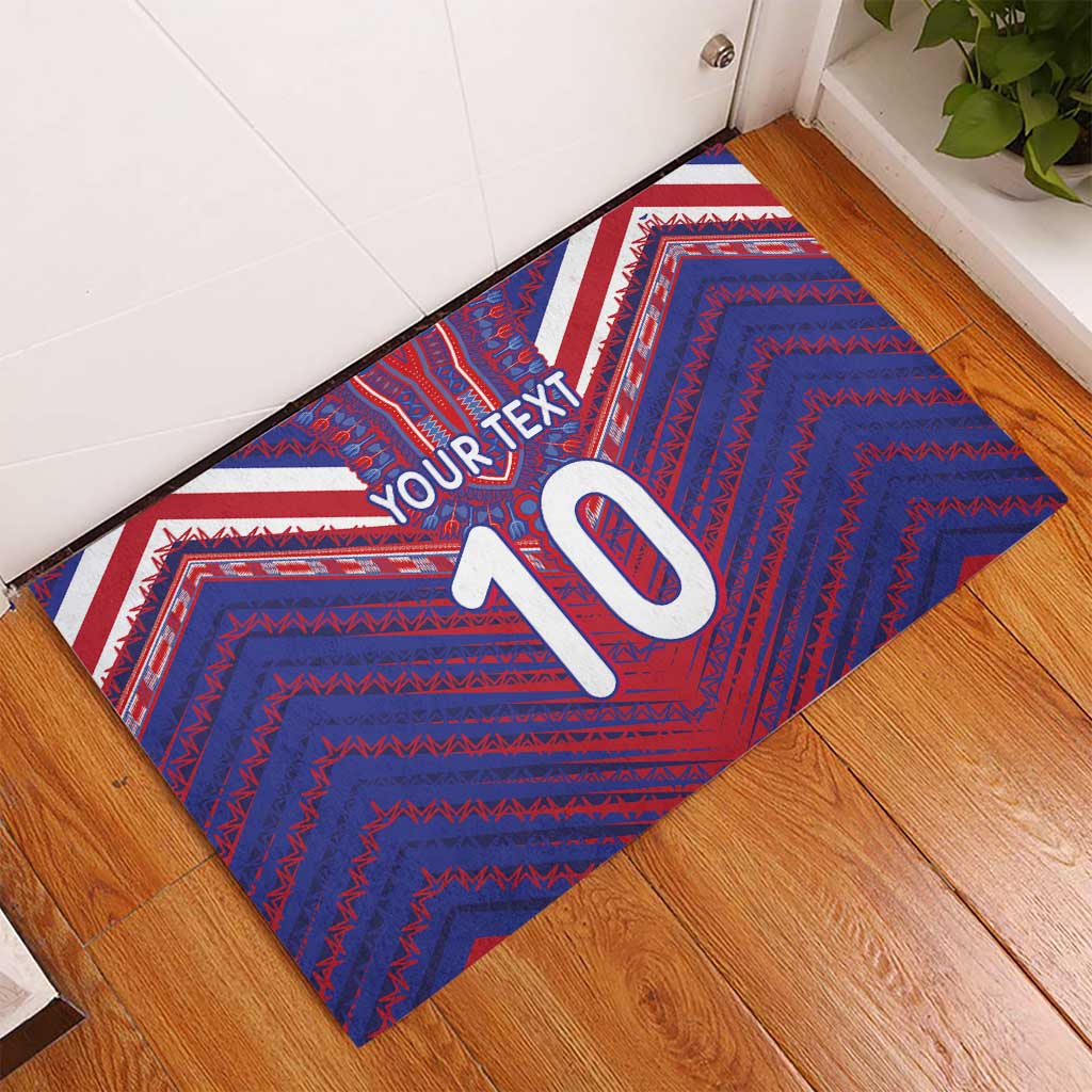 Custom Haiti National Football Rubber Doormat Dashiki Sporty Style - Wonder Print Shop
