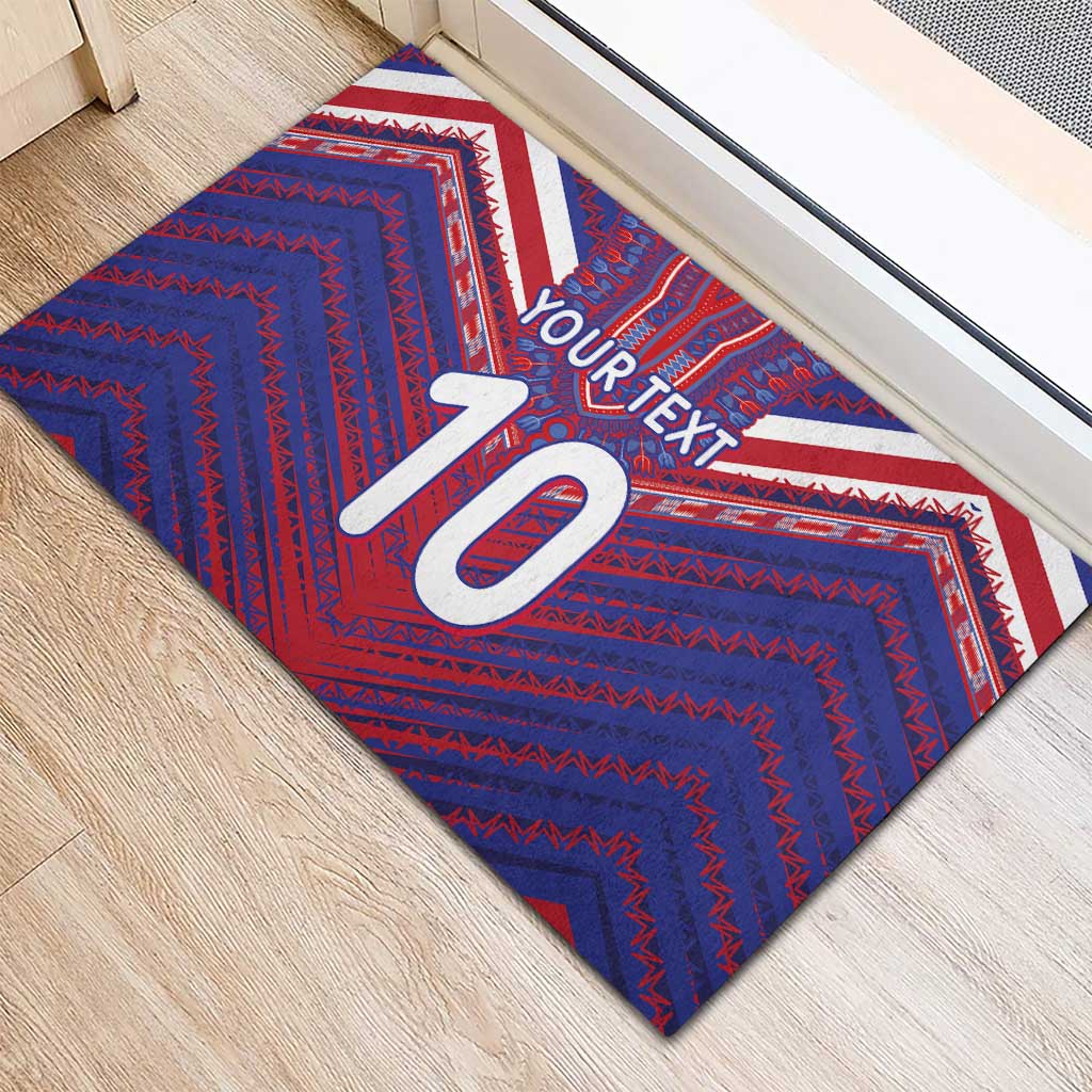 Custom Haiti National Football Rubber Doormat Dashiki Sporty Style - Wonder Print Shop
