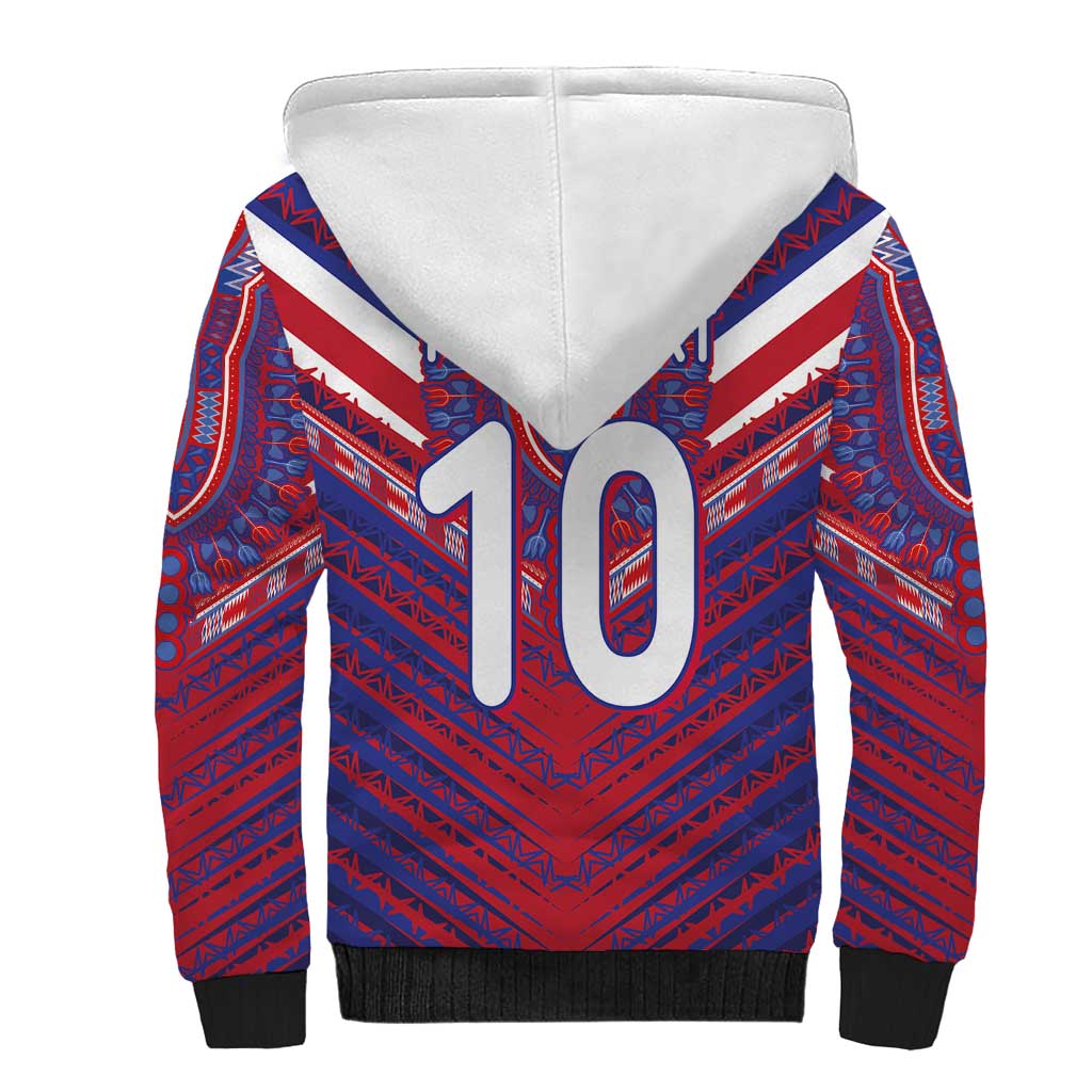 Custom Haiti National Football Sherpa Hoodie Dashiki Sporty Style - Wonder Print Shop