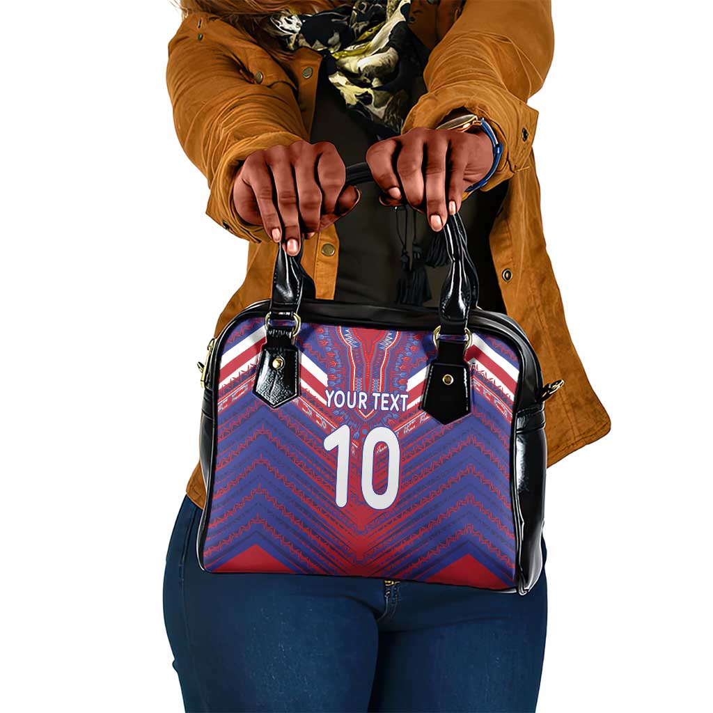 Custom Haiti National Football Shoulder Handbag Dashiki Sporty Style - Wonder Print Shop