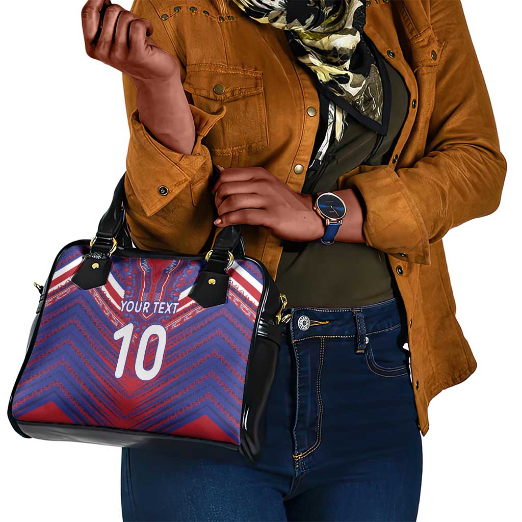 Custom Haiti National Football Shoulder Handbag Dashiki Sporty Style - Wonder Print Shop