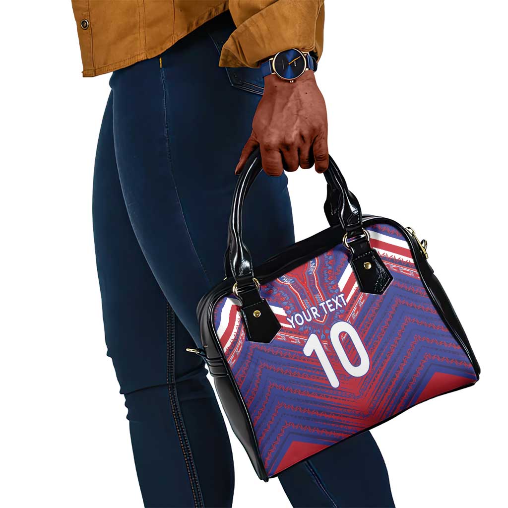 Custom Haiti National Football Shoulder Handbag Dashiki Sporty Style - Wonder Print Shop