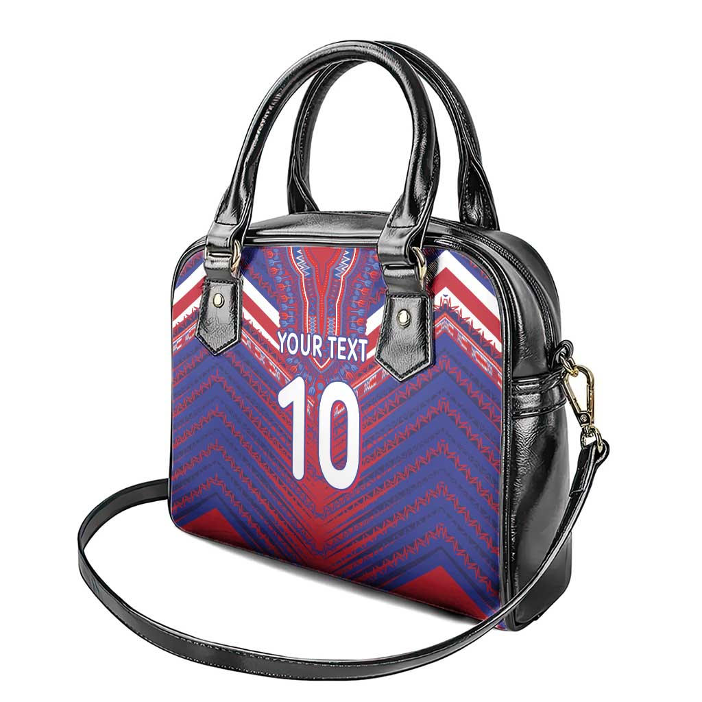 Custom Haiti National Football Shoulder Handbag Dashiki Sporty Style - Wonder Print Shop