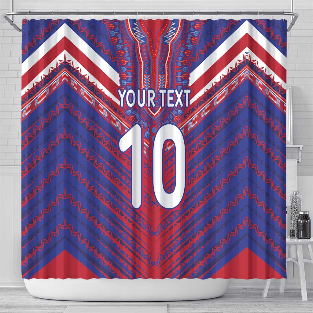 Custom Haiti National Football Shower Curtain Dashiki Sporty Style - Wonder Print Shop