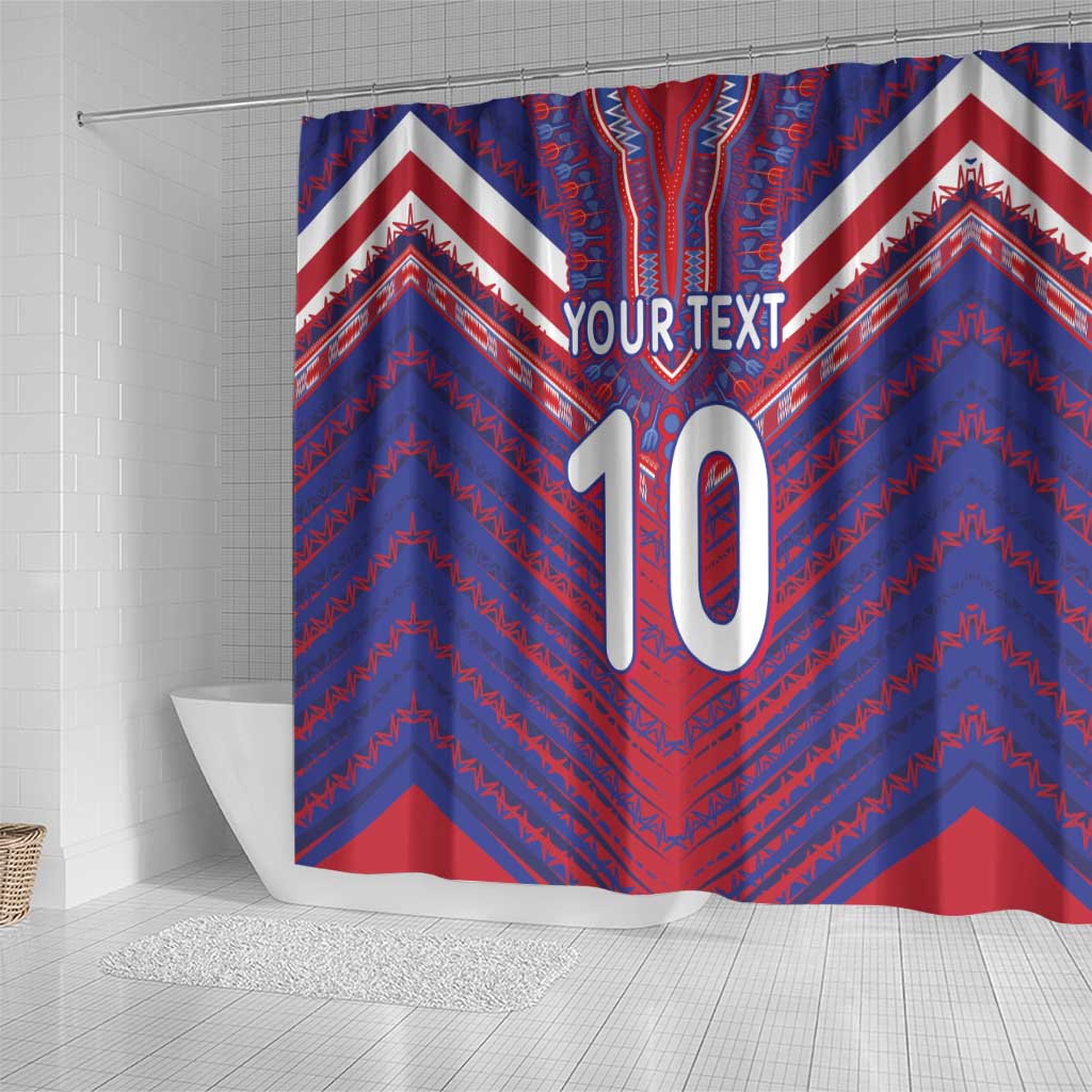 Custom Haiti National Football Shower Curtain Dashiki Sporty Style - Wonder Print Shop