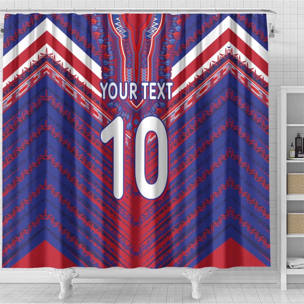 Custom Haiti National Football Shower Curtain Dashiki Sporty Style - Wonder Print Shop