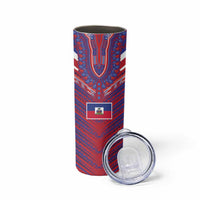 Custom Haiti National Football Skinny Tumbler Dashiki Sporty Style - Wonder Print Shop