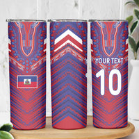 Custom Haiti National Football Skinny Tumbler Dashiki Sporty Style - Wonder Print Shop