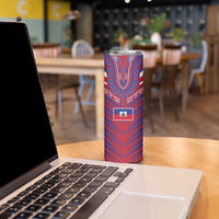 Custom Haiti National Football Skinny Tumbler Dashiki Sporty Style - Wonder Print Shop