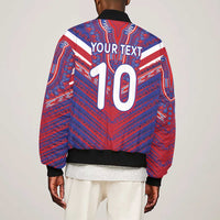 Custom Haiti National Football Sleeve Zip Bomber Jacket Dashiki Sporty Style - Wonder Print Shop