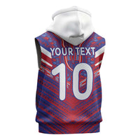 Custom Haiti National Football Sleeveless Hoodie Dashiki Sporty Style - Wonder Print Shop