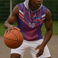 Custom Haiti National Football Sleeveless Hoodie Dashiki Sporty Style - Wonder Print Shop