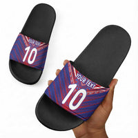 Custom Haiti National Football Slide Sandals Dashiki Sporty Style - Wonder Print Shop