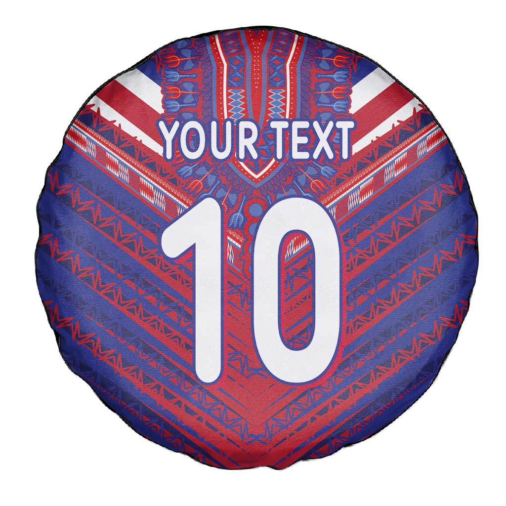 Custom Haiti National Football Spare Tire Cover Dashiki Sporty Style - Wonder Print Shop