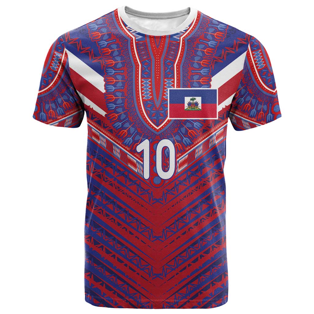 Custom Haiti National Football T shirt Dashiki Sporty Style - Wonder Print Shop
