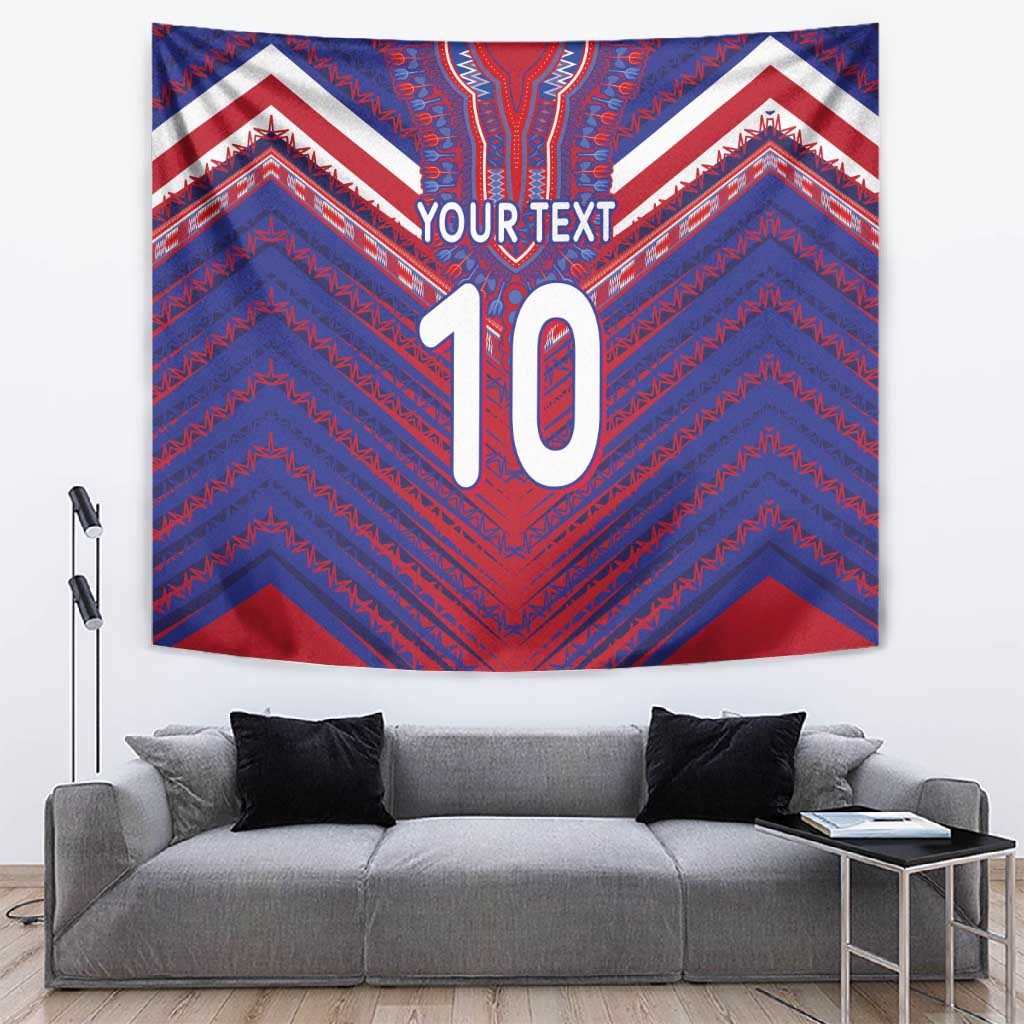 Custom Haiti National Football Tapestry Dashiki Sporty Style - Wonder Print Shop