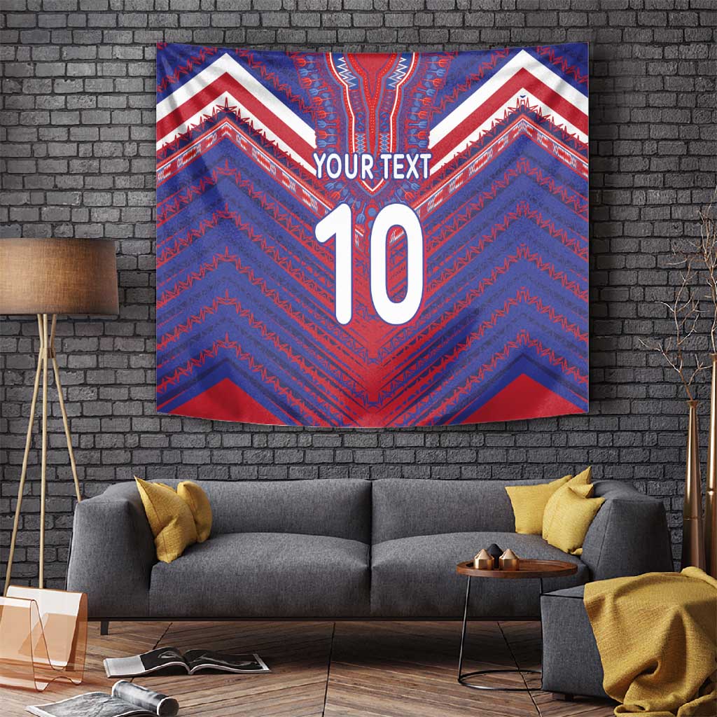 Custom Haiti National Football Tapestry Dashiki Sporty Style - Wonder Print Shop