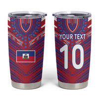 Custom Haiti National Football Tumbler Cup Dashiki Sporty Style - Wonder Print Shop