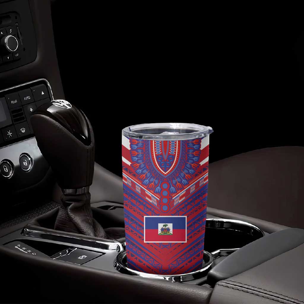Custom Haiti National Football Tumbler Cup Dashiki Sporty Style - Wonder Print Shop