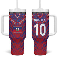 Custom Haiti National Football Tumbler With Handle Dashiki Sporty Style - Wonder Print Shop