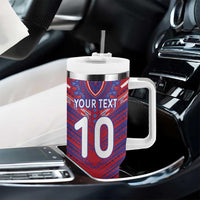 Custom Haiti National Football Tumbler With Handle Dashiki Sporty Style - Wonder Print Shop