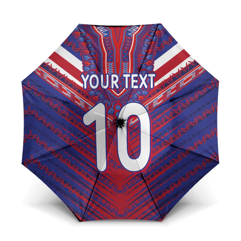 Custom Haiti National Football Umbrella Dashiki Sporty Style - Wonder Print Shop