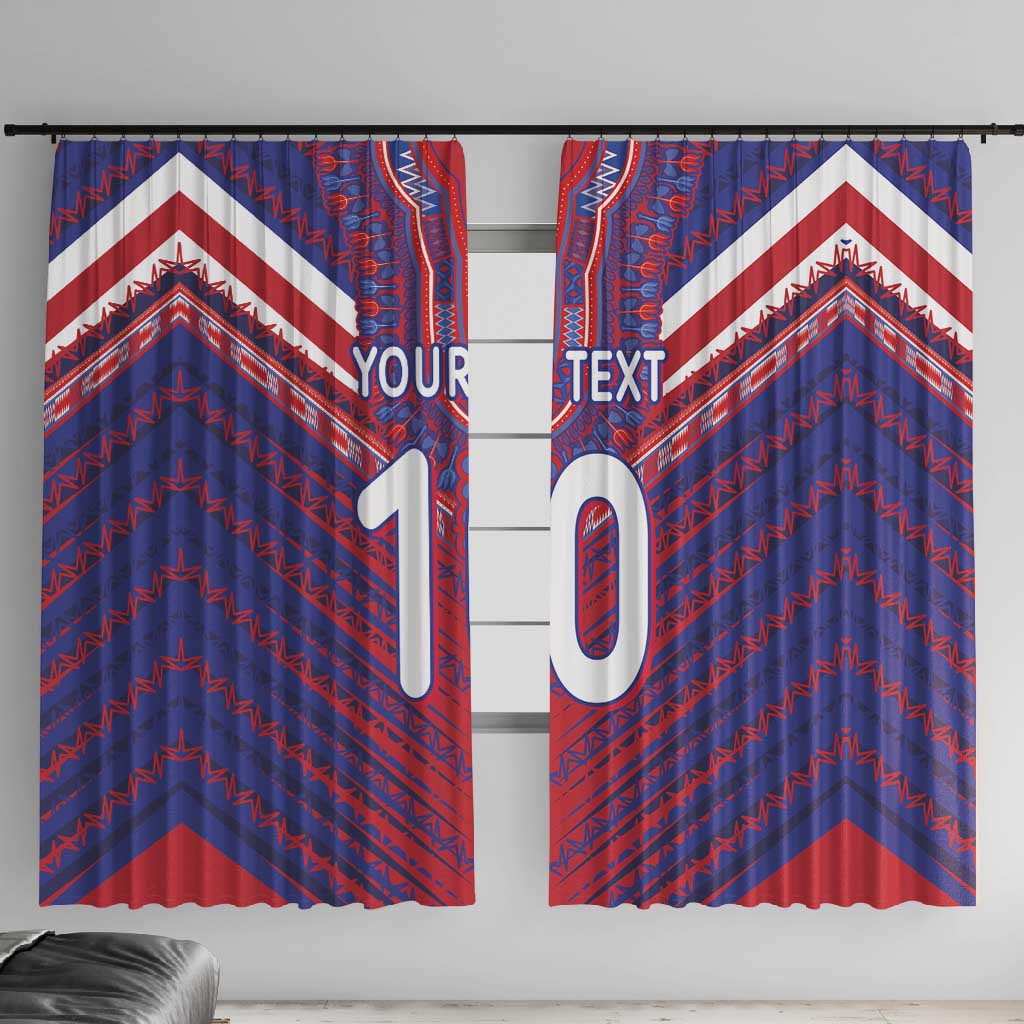 Custom Haiti National Football Window Curtain Dashiki Sporty Style - Wonder Print Shop
