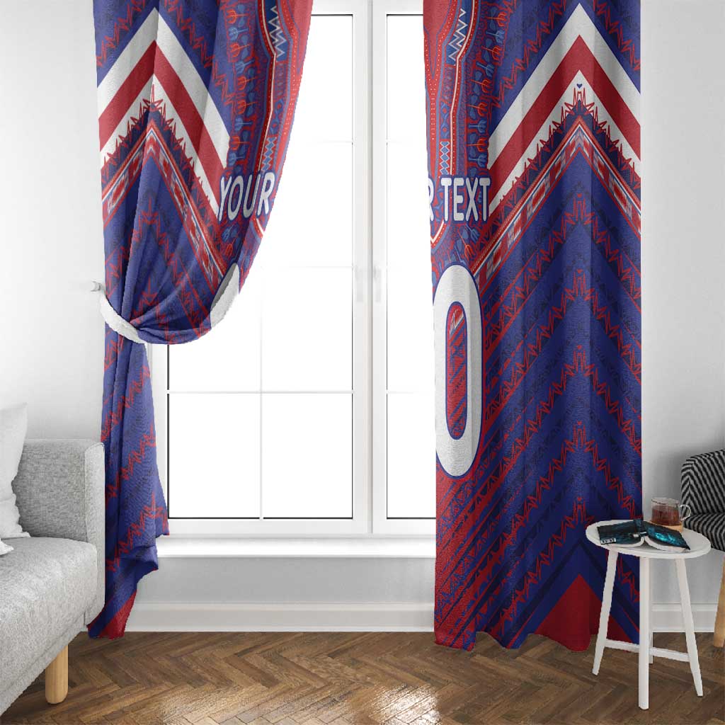 Custom Haiti National Football Window Curtain Dashiki Sporty Style - Wonder Print Shop