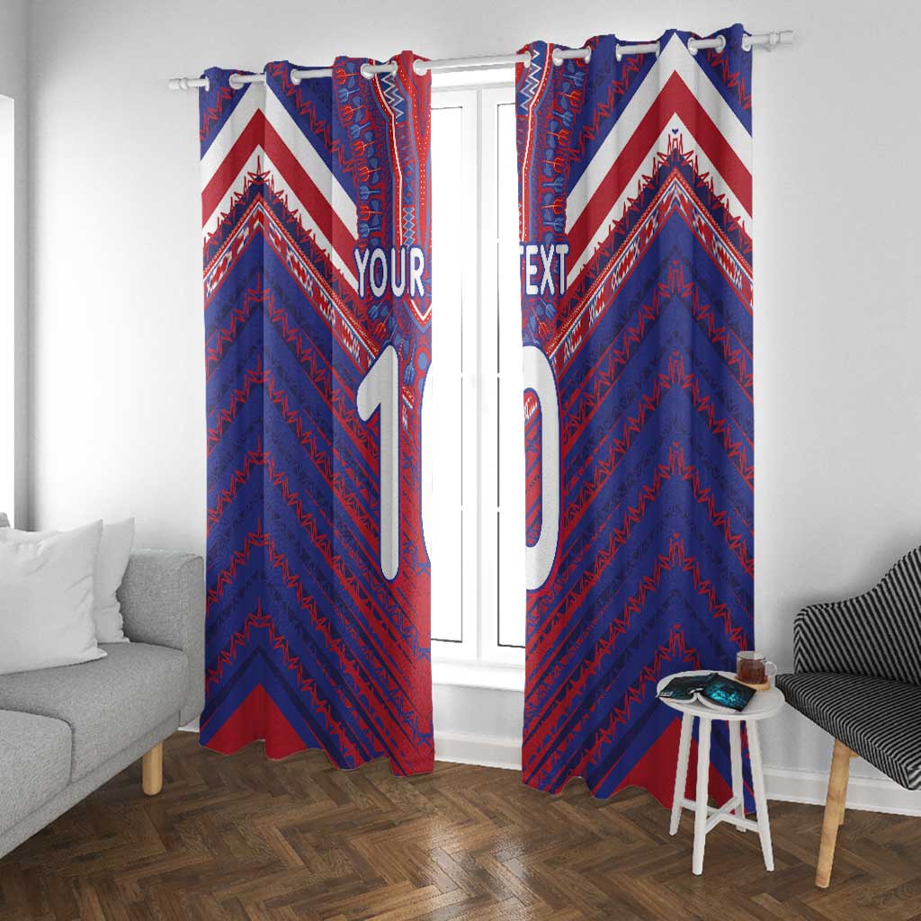 Custom Haiti National Football Window Curtain Dashiki Sporty Style - Wonder Print Shop