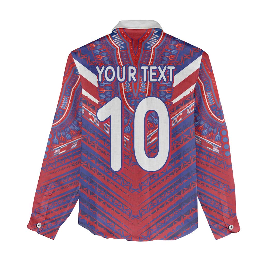 Custom Haiti National Football Women Casual Shirt Dashiki Sporty Style - Wonder Print Shop