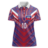 Custom Haiti National Football Women Polo Shirt Dashiki Sporty Style - Wonder Print Shop