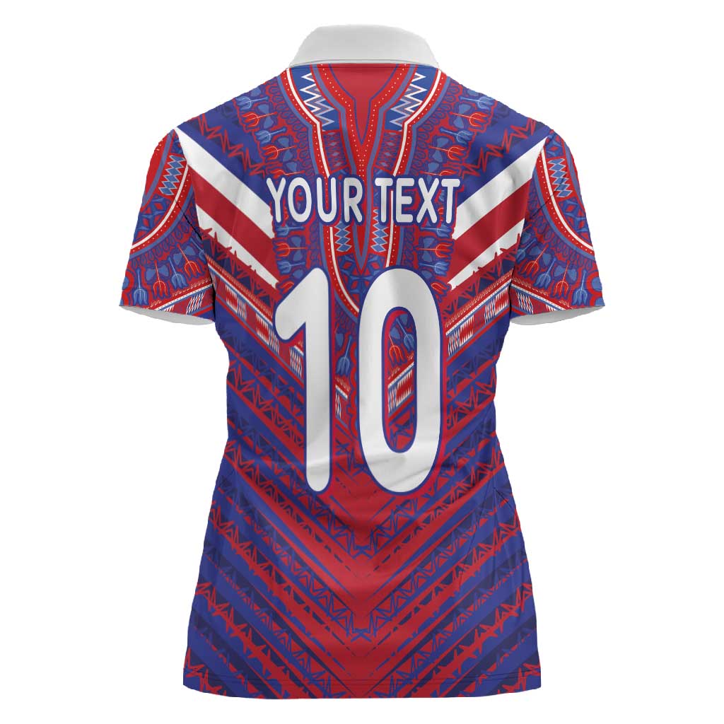 Custom Haiti National Football Women Polo Shirt Dashiki Sporty Style - Wonder Print Shop